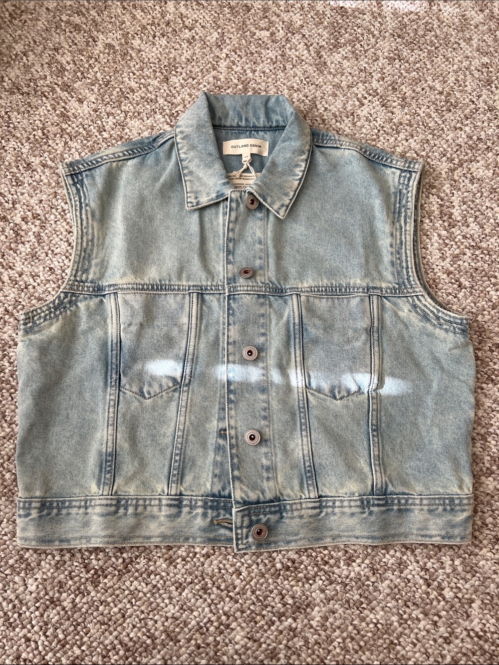 Outland Denim Light Blue Sleeveless Denim Jacket - Women's Trucker Vest
